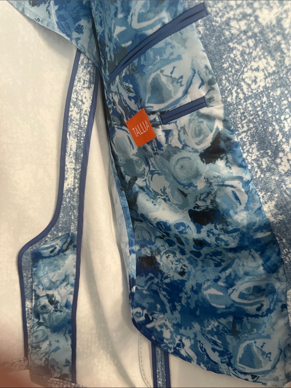 TALLIA Blue and White Textured Sport Coat - Picture 7 of 8